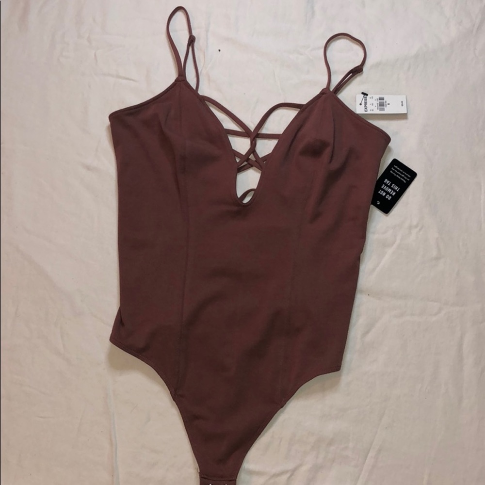 Express Women's Mauve Bodysuit Top